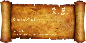 Komlódi Erik névjegykártya